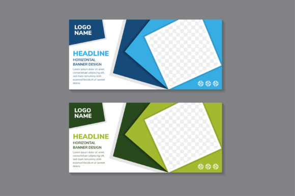 Abstract Green Blue Horizontal Banner