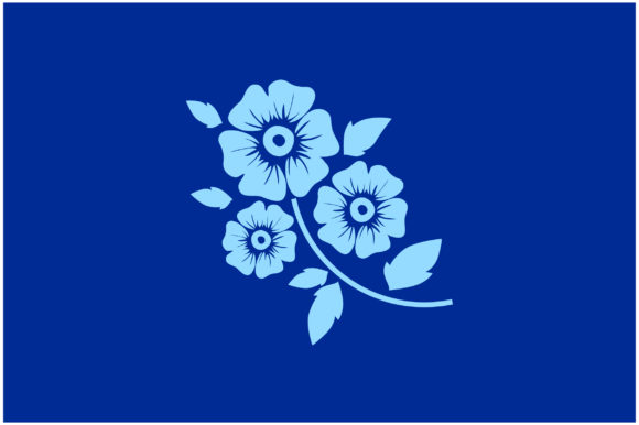 Beautiful Blue Flower Silhouette: Graphic Templates for Local Business Branding