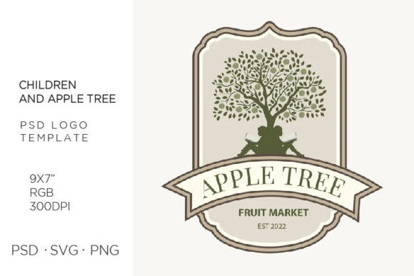 Children Apple Tree, PSD DIY Logo