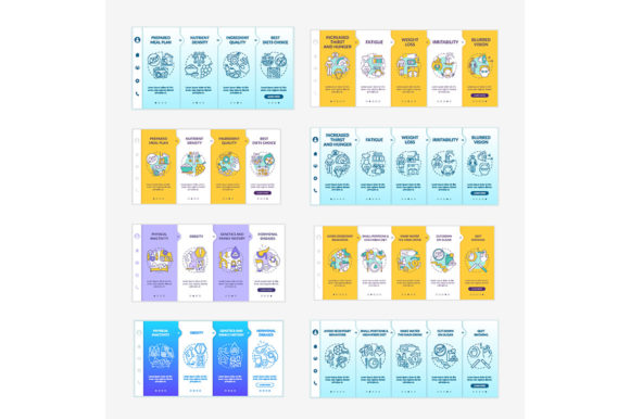 Diabetes Effect Onboarding Template Set Graphics