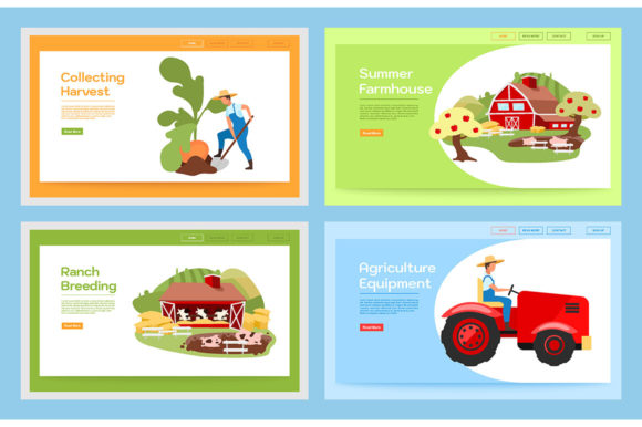 Farming Landing Page Vector Template Set