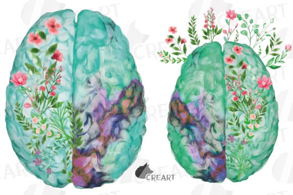Floral Anatomical Human Brain Decoration Graphics & Crafts