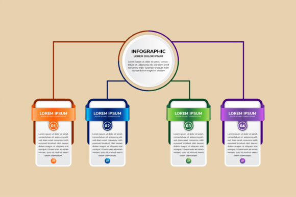 Four Step Infographic Rectangle Circle: Graphics for Local Business