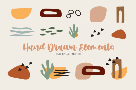 Hand Drawn Boho Elements Bundle for Graphics and Crafts