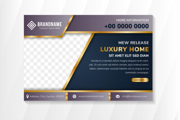 Luxury Home Horizontal Banner Blue Graphics