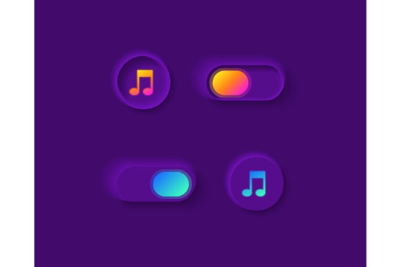 Music Player Switches UI Elements Kit: Graphics and Ux And Ui Kits