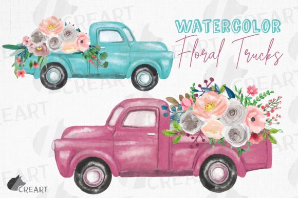 Pickup Trucks and Flowers Wedding Decor Graphics