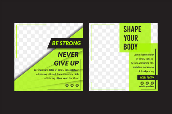 Square Social Media Banner Green Sport Graphics