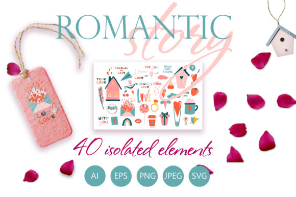Sticker Pack with Love Symbols and Lette: Graphics and Decorative Elements