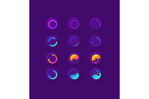Waiting Circles UI Elements Kit: Graphics for Modern Infographics